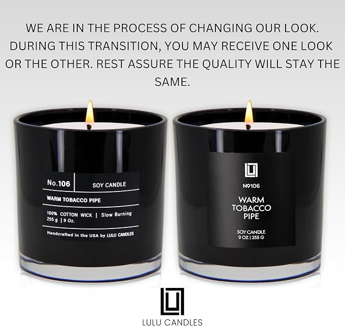 Lulu Candles | Warm Tobacco Pipe | Luxury Scented Soy Jar Candle | Hand Poured in The USA | Highly Scented Long Lasting (9 Oz.)
