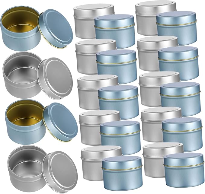 Beatifufu 24Pcs Metal Candle Jars with Lids DIY Candle Holders for Aromatherapy Tea Light Candle Making Portable Storage Containers for Home Decor and Parties