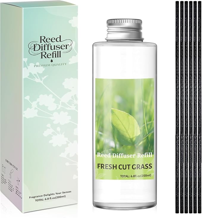 SCENTORINI Reed Diffuser Oil Refill, Fresh Cut Grass Diffuser Oil 6.76 Fl Oz, Natural Scented Essential Oil Refill Long Lasting Summer Home Fragrance for Room Spa Aromatherapy Bathroom Home Decor