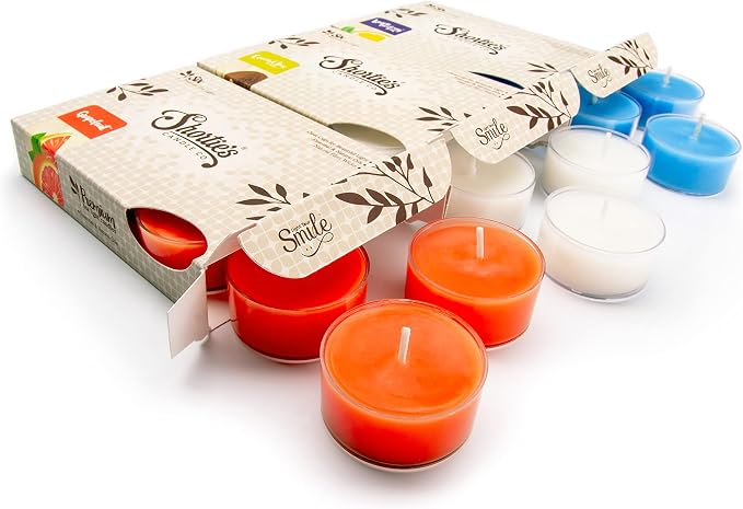 Fruit & Berry Premium Tealight Candles Variety 3 Pack (18 Highly Scented Tea Lights) - Coconut Lime Verbena, Grapefruit, Lemon Blueberry - Made with Natural Fragrance Oils - Fruit & Berry Collection
