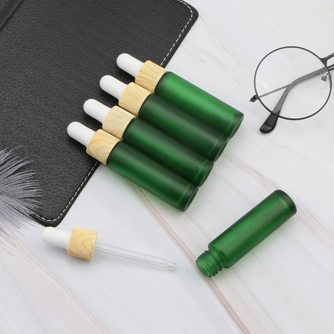 Ellbest 10pcs 10ml Essential Oil Dropper Bottle, Small Glass Bottles with Eye Dropper, Sample Vials with Dropper & Funnel for Travel, Perfume (Matte Green)