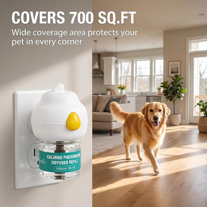 Dog Pheromone Calming Diffuser Kit – 10-Pack (4 Plugs + 6 Refills, 48mL Each), 180-Day Stress Relief for Dogs, Helps Reduce Anxiety, Barking, Separation, Thunderstorm & Travel Stress