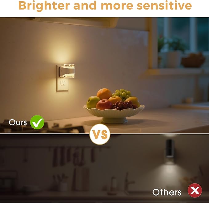 L LOHAS LED Night Light, 3000K Bubble Night Lights Plug into Wall, 2 Pack Acrylic Night Lights with Light Sensor, Adjustable Brightness,Soft White Plug in Nightlights for Rooms Bathroom Hallway