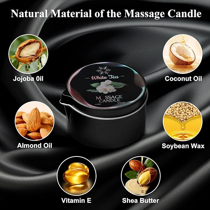 3 Pack Massage Oil Candles, Low Temp Soy Based Massage Candle Set, Assorted Scents for Massage Therapy, Relaxation & Home Spa Self Care