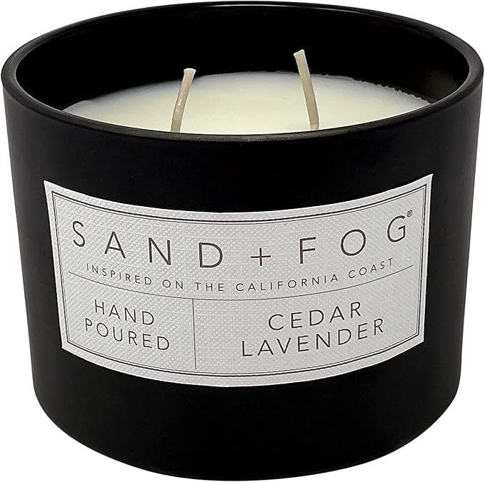 Sand + Fog Scented Candle - Cedar Lavender – Additional Scents and Sizes – 100% Cotton Lead-Free Wick - Luxury Air Freshening Jar Candles - Perfect Home Decor – 12oz