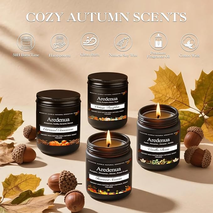 Harvest Season Candle – Warm Holiday & Winter Cozy Aroma, Hand-Poured Soy Candle for Christmas Home Décor & Cozy Seasonal Gifting