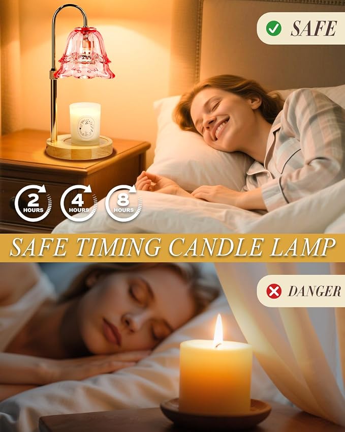 Funslive Pink Candle Warmer Lamp with Timer Dimmable, Mothers Day Birthday Gifts for Women Mom, Flower Candle Lamp with 2 Bulbs for Jar Candles, Lamp Candle Warmer, House Warming Gift for Bedroom