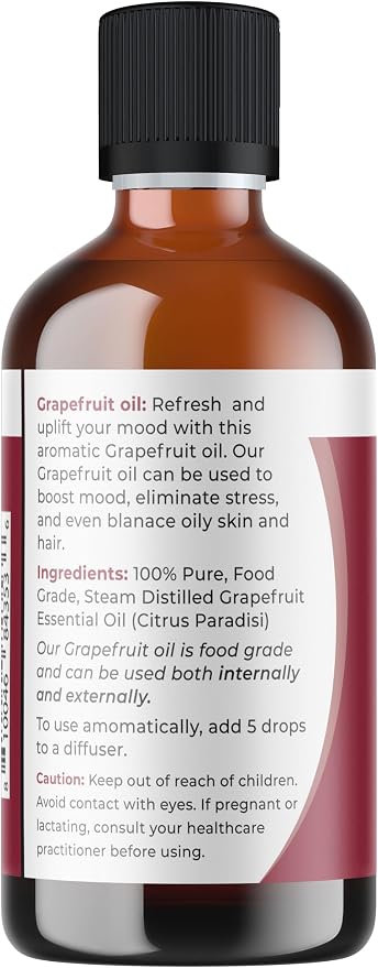 Viva Doria Grapefruit Essential Oil, 100% Pure, Natural Grapefruit Essential Oil, Undiluted, for Aromatherapy | Food Grade, 118 mL (4 Fluid Ounce)