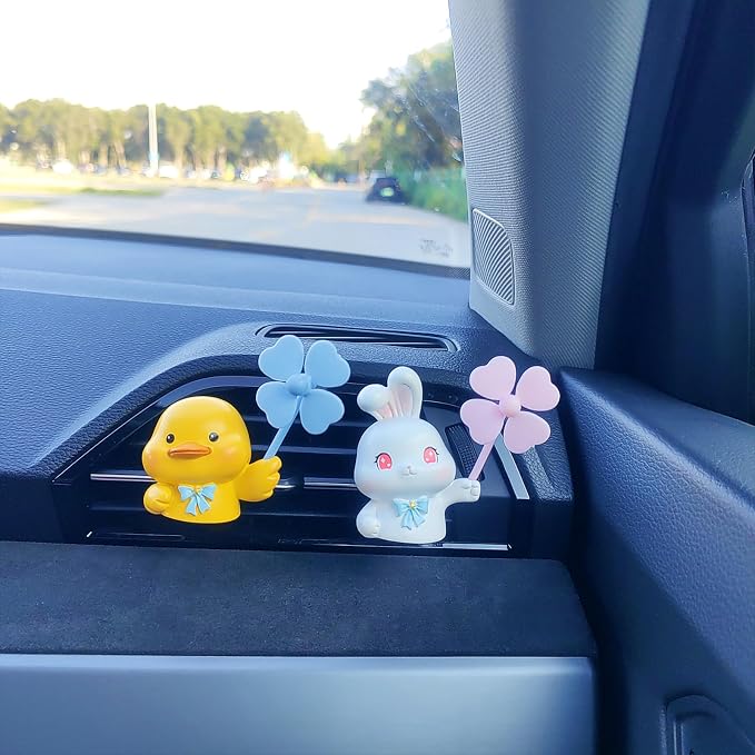 Cute Car Air Freshener Vent Clips, 3D Animal with Mini Fan Diffuser Vent Clip, Air Conditioning Decoration Car Accessories for Women and Men