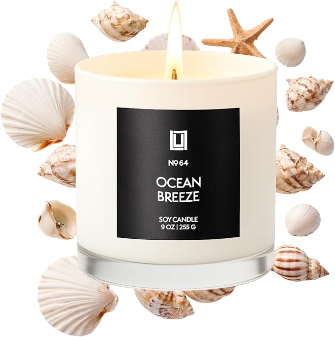 Lulu Candles | Ocean Breeze | Luxury Scented Soy Jar Candle | Hand Poured in The USA | Highly Scented & Long Lasting (9 Oz.)