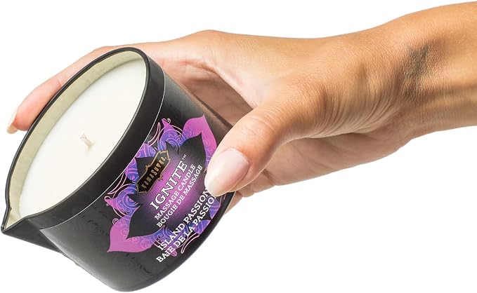 KAMA SUTRA Ignite Massage Candle with Coconut Oil and Soy Based Wax-Free Formula – Island Passion Berry Scented, 6 oz/170 g