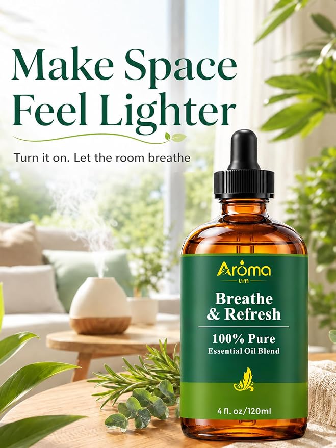 Breathe & Refresh — A 100% Pure Essential Oil Blend Cool-Crisp Blend that Makes Any Space Feel Like Fresh Air Again, Essential Oils for Diffusers for Home