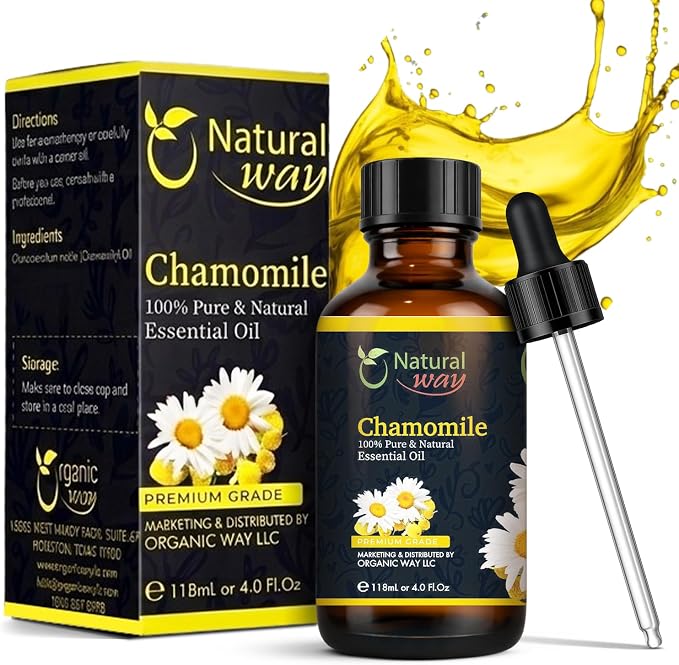 Chamomile Essential Oil | Pure Aromatherapy Oil for Diffusers, Hair Growth, Skin, Scalp Care, Massage | Refreshing Hair Oil for Women & Men | Natural Essential Oil for Diffuser | 4 Fl Oz (120 mL)