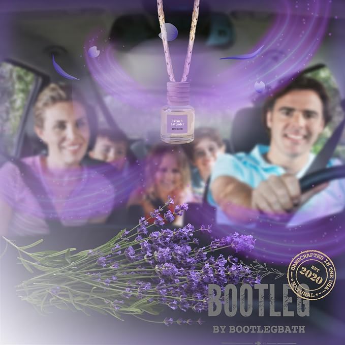 Car Air Freshener Diffuser, Lavender Aromatherapy, Natural Fragrance Oil, Long Lasting, By Bootleg Collection, Made in USA