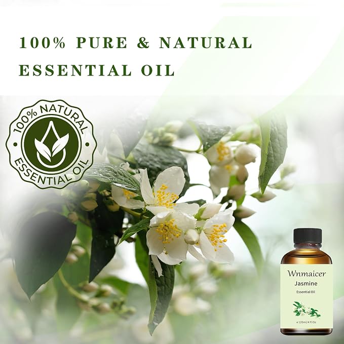 Jasmine Essential Oil 4 Oz, Premium Jasmine Oil for Massage Oil, Skin & Diffuser and Aromatherapy 120 mL