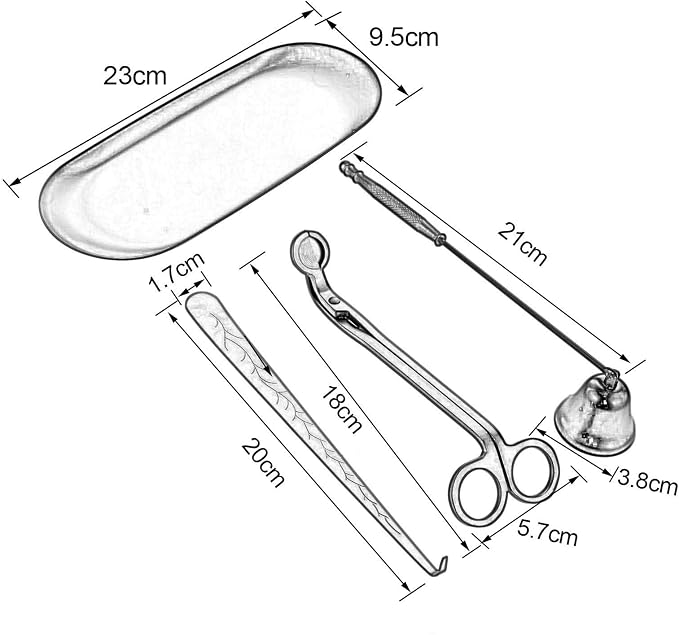 MUXSAM 4 in 1 Candle Accessory Set, Candle Wick Trimmer Candle Cutter, Candle Snuffer, Candle Wick Dipper, Storage Tray Plate, Candle Care Tools for Candle Lover, Thanksgiving, Christmas (Gold)