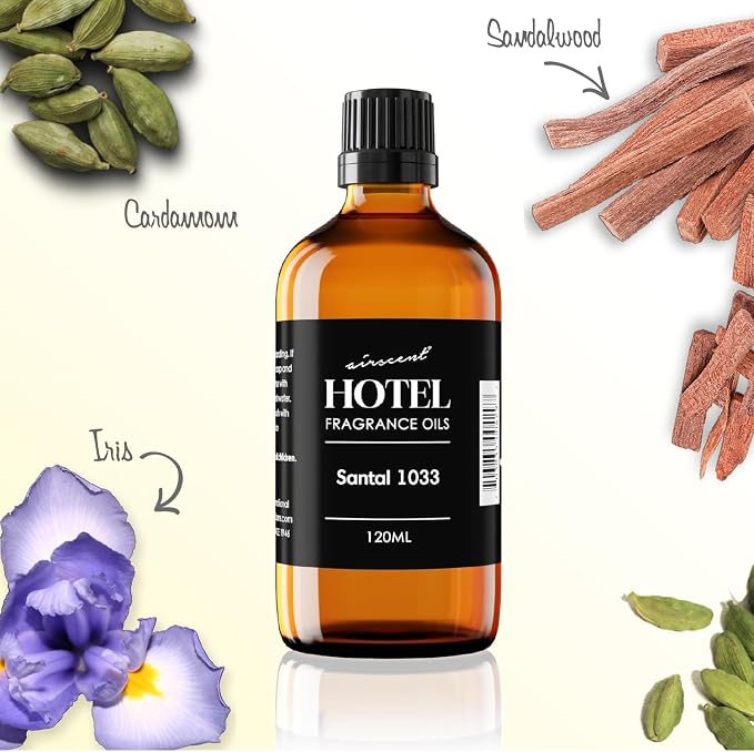 AirScent Santal Diffuser Oil No. 1033 - Santal-33 Inspired Perfume Dupe - Cardomom Sandalwood Iris - Premium Fragrance Oil for Ultrasonic and Waterless Diffusers and Crafting - 30 mL, 1 fl oz
