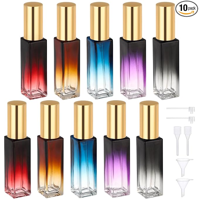 Segbeauty 0.34oz Mini Perfume Spray Bottles, 10Pack 10ml Glass Travel Perfume Atomizer Refillable, Small Empty Cologne Atomizer for Frangrance, Sample Cologne Bottles Sprayer with Refill Tool