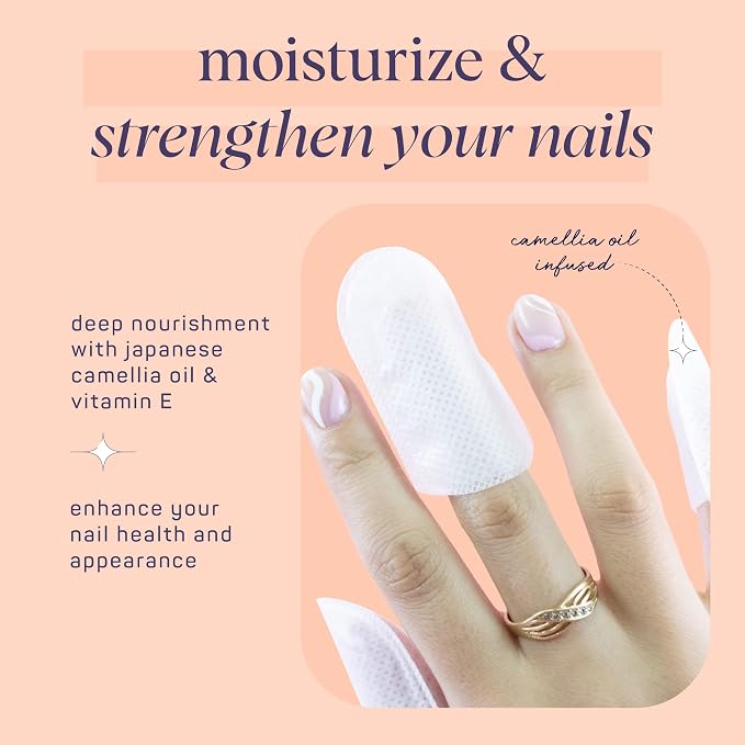 SpaLife Japanese Camellia Oil & Vitamin E Nail Cuticle Wrap 6-Pack (60 Count) - Moisturizing Masks, Dermatologist Recommended, Hydrating Cuticle Repair Mask for Brittle Nails, Spa Treatment