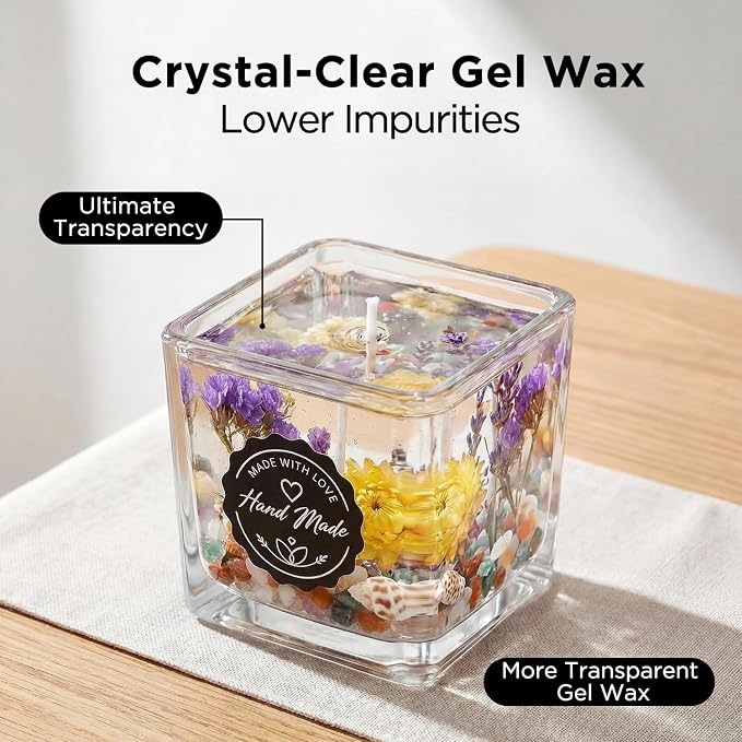 LumaCraft Clear Gel Wax Candle Making Kit – 4.4LB Transparent Jelly Wax with Boutique Fragrance Oils, Dyes, Glass Jars, Wicks & Decor Supplies, Luxury Complete DIY Starter Kit for Beginners & Adults