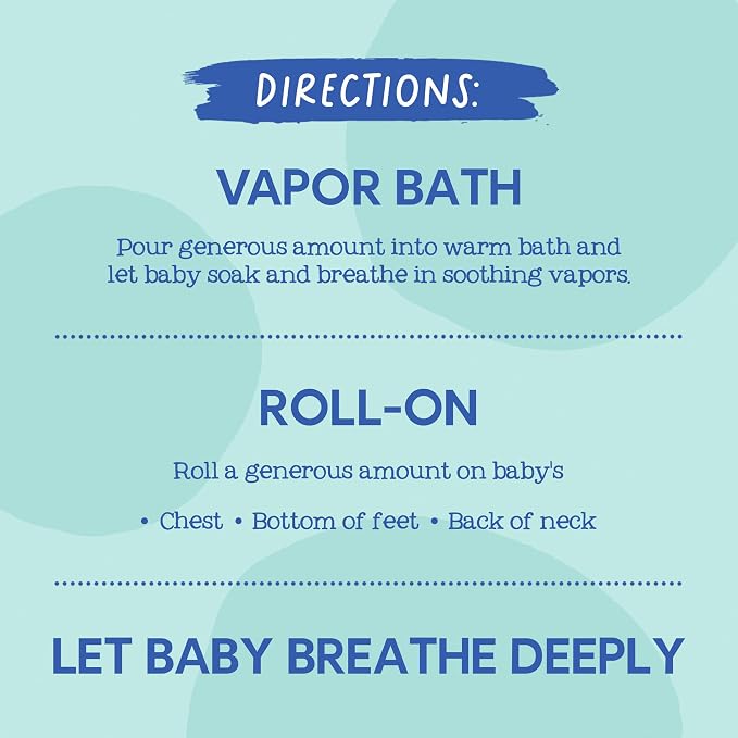 Oilogic Stuffy Nose & Cough Vapor Bath & Roll-On Essential Oil for Babies & Toddlers - Gentle Baby Bath Essentials Soothe & Comfort - Pediatrician-Tested & Safe for Babies