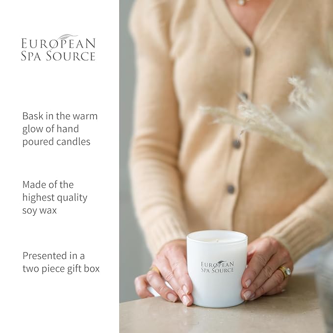 European Spa Source Tranquil Dreams Bundle: SleepWell Eucalyptus + Lavender Pillow Spray & French Lavender Candle, 4 Fl Oz