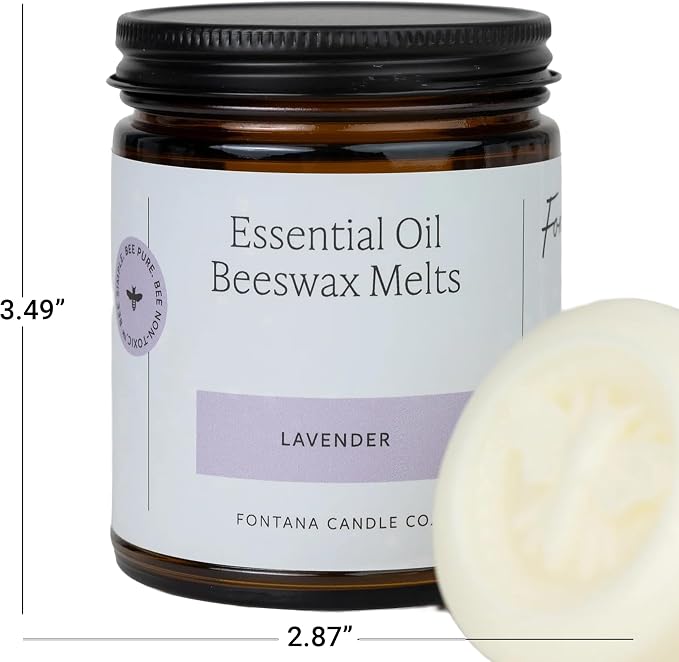 Fontana Candle Co. Non-Toxic Wax Melts, Lavender – Flameless, Gentle-Scented Wax Melts Safe for Sensitive Users – Made with Beeswax, Coconut & Pure Essential Oils, 3 Pucks for Any Warmers