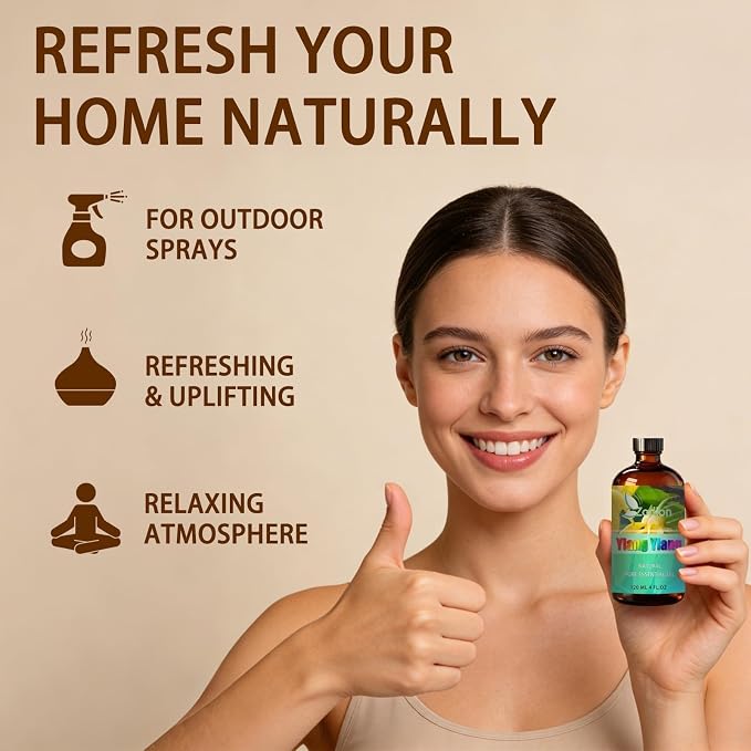 Ylang Ylang Essential Oil - Ylang Ylang Fragrance Oil for Diffuser, Massage, Humidifier, DIY Candle, Soap Making, Home, Bath, Yoga - 4 fl oz (120ml) - ZODION Essential Oils