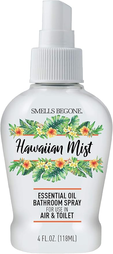 SMELLS BEGONE 4 oz Essential Oil Bathroom Spray - Instantly Eliminate Toilet & Bathroom Odors - Air Freshener Made with Essential Oils (Hawaiian Mist)