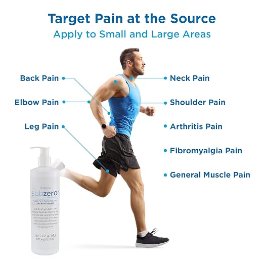 Sub Zero Cooling Pain Relief Gel, 16oz Bottle with Pump - Joint Relief and Nerve Pain Relief Cream for Muscle Deep Pain Relief and Arthritis Relief