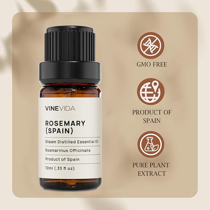 VINEVIDA Rosemary Essential Oil - Undiluted Spain Oil - Candle & Soap Making - 10 mL
