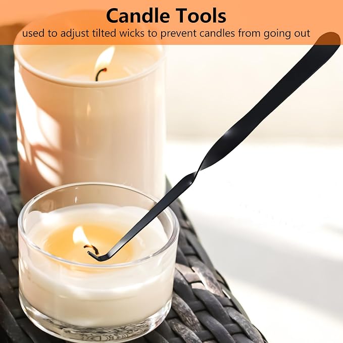 Stainless Steel Wick Dippers, 2 pcs Put Out Extinguish Candle Wick Dipper Candle Hook Candle Accessories for Putting Out Extinguish Candle Wicks Flame Safely (Black)