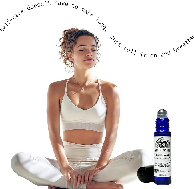 Mystic Angel Sandalwood Essential Oil Roll-On - Aromatherapy for Body & Soul, Safe for All Skin Types, Made in the USA, .35 Oz.