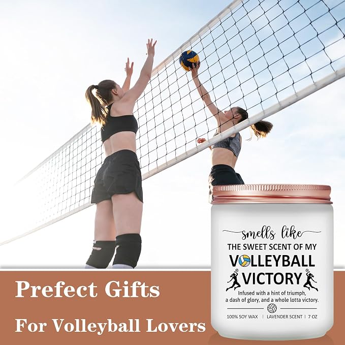Volleyball Gifts for Teen Girls, Women - Volleyball Gifts for Players, Team, Coach, Mom - Volley Ball Senior Night Themed Presents, Accessories and Stuff - Lavender Scented Candle