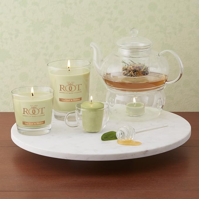 Root Candles Scented Candles Honeycomb Veriglass Premium Handcrafted Beeswax Blend Candle, Small, Tea Leaf & Honey