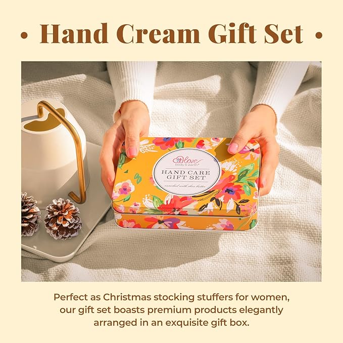 BODY & EARTH # LOVE Hand Cream Gifts Set for Women,Hand Care Set with Shea Butter 2 Hand Cream & Exfoliating Cream,Hand Lotion Travel Size,Birthday Gifts for Women Graduation Gift for Girls