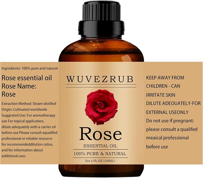 Rose Essential Oils 120ML, 100% Pure and Natural Essential Oil for Aromatherapy Diffuser - 4 Fl Oz/Rose