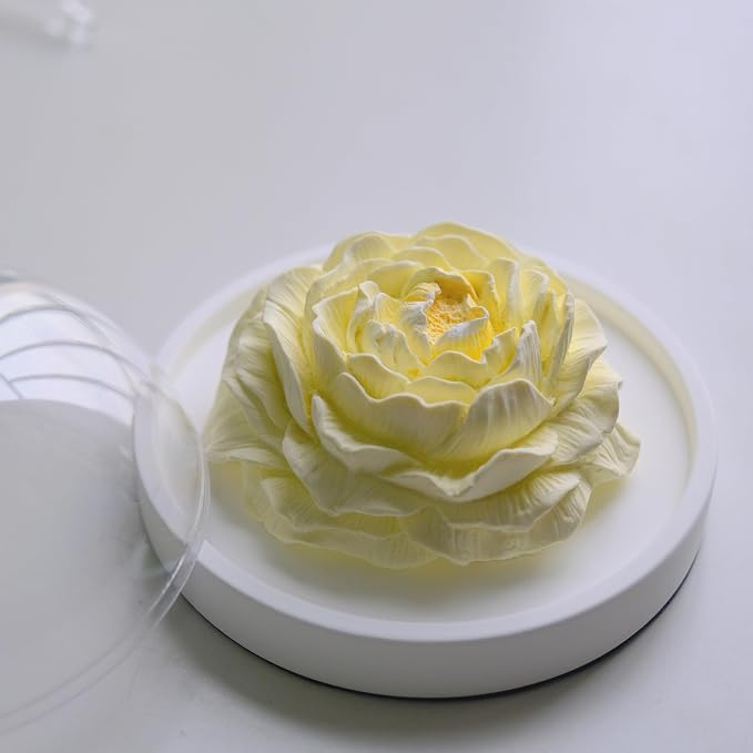 Essential Oil Passive Flower Diffuser -Non-Electric Peony Flower Porcelain Aromatherapy Diffusers for Small Mini Room, Desk Decorative, Bathroom (Yellow, Peony)