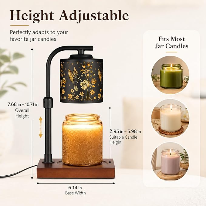 mocosa Candle Warmer Lamp with Adjustable Height Dimmable for New Home Decor Electric Candle Warmer for Jar Candles Birthday Gifts for Women Mom(Hummingbird)