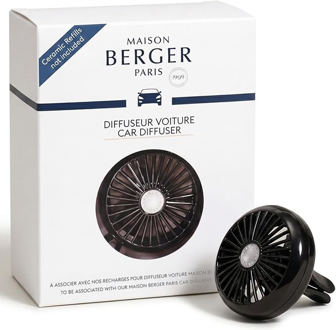 MAISON BERGER Car Diffuser, Gun Metal Finish, No Refill Included | Holder Only, Refill Sold Separately, Passive Diffusion, Made in France