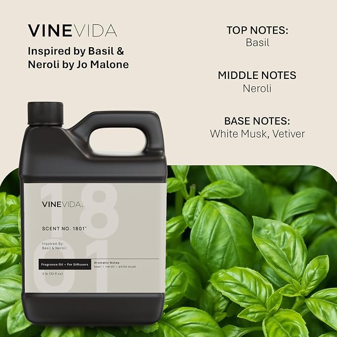 VINEVIDA [32 Oz] Inspired by: Basil & Neroli; Diffuser Oil Refill | Premium Scent Diffuser Oil for Home | Non-Toxic Fragrance
