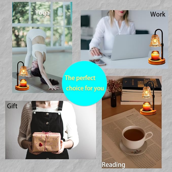 Dimmable Candle Warmer Lamp with Timer, Adjustable Height, 2 Bulbs - Wax Melt Warmer for Scented Wax and Jar Candles, Home Bedroom Decor
