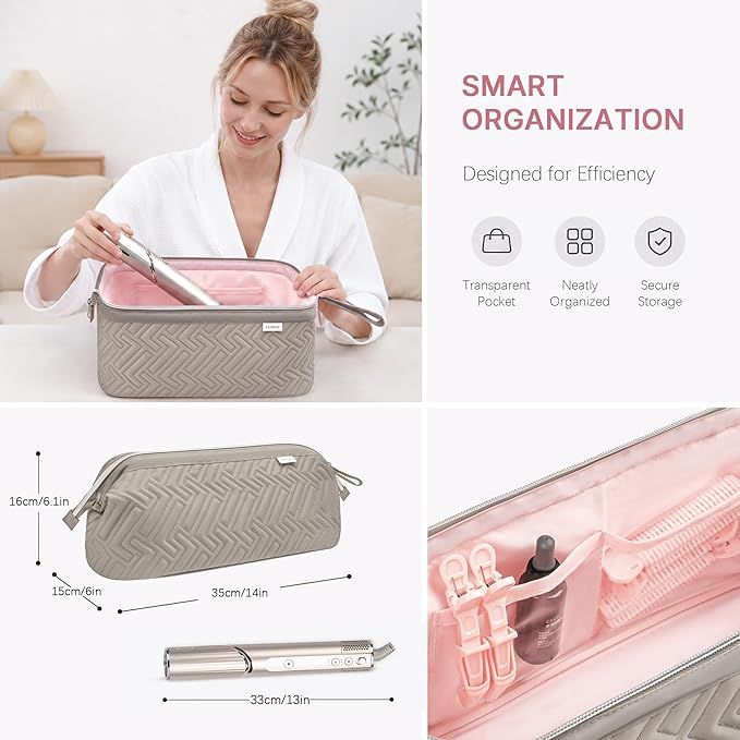 Leudes Hair Tools Travel Bag for Shark Flexstyle Carrying Case Portable Shark Hair Air Wrap Dryer Case Waterproof Dustproof Flat Curling Iron Travel Organizer (Camel)