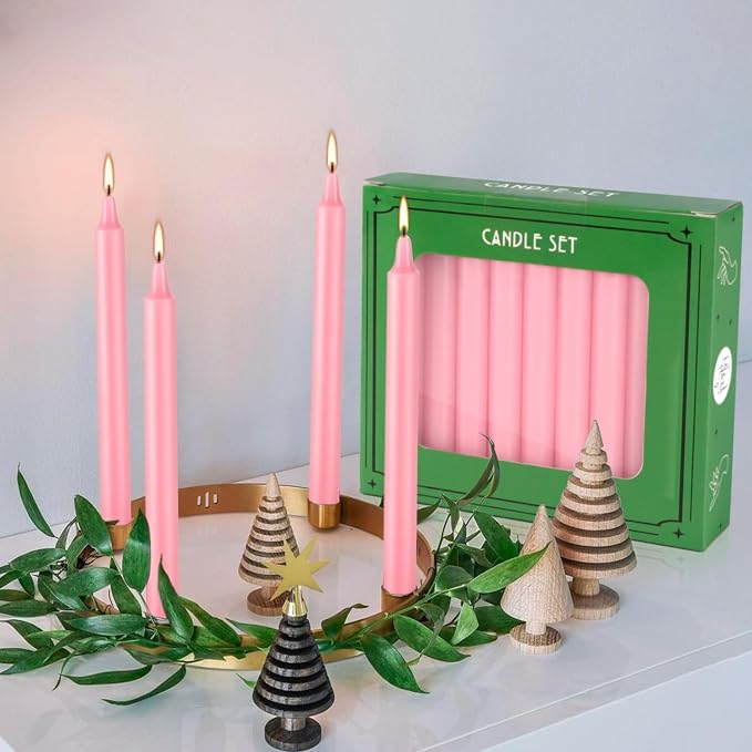 YOROXRG 40 Pack Candles Mini Unscented Taper Candles for Valentine's Day,Christmas,Household, Wedding, Rituals, Prayer, Birthdays,Party and Home Décor Candlesticks - 4 Inch Tall(Pink)