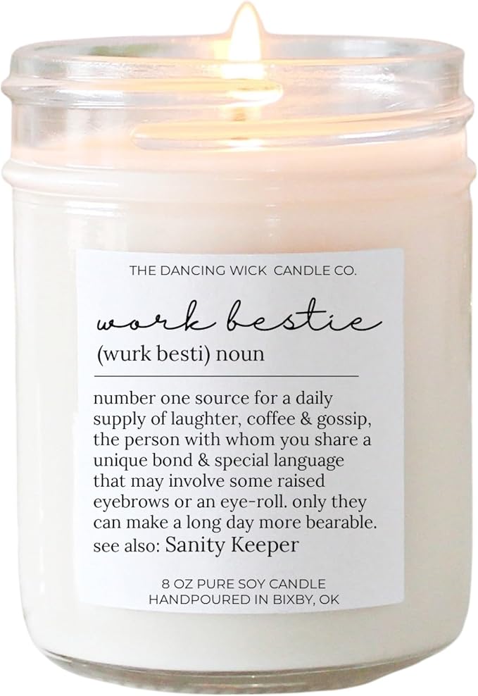 – Work Bestie Candle – Morning Latte Coffee Scented Soy Wax – Friendship Present, Best Coworker, Thoughtful Gift – 8 oz, Hand-Poured – Made in the USA (Work Bestie)