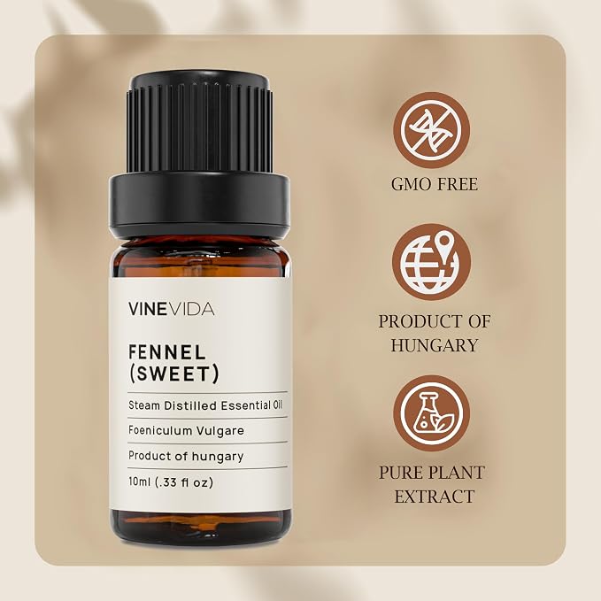 VINEVIDA Fennel Essential Oil - Undiluted, 10 mL - DIY Candle Scents, Safe for Soap Making