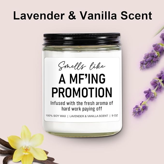 Younift Funny Scented Candles - Congratulations on Your Promotion, New Job Gifts for Women, Men - Job Decorations - 9 oz