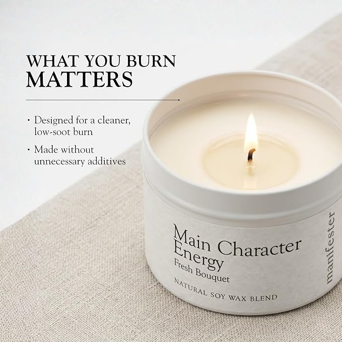 Glow Up Natural Soy Wax Candle with Mantra – Clean Burn 100% Cotton Wick (No Lead or Zinc) – Phthalate-Free & Paraben-Free – Long-Lasting – Gift for Women – 6 oz (Glow Up Era Jasmine + Coconut)