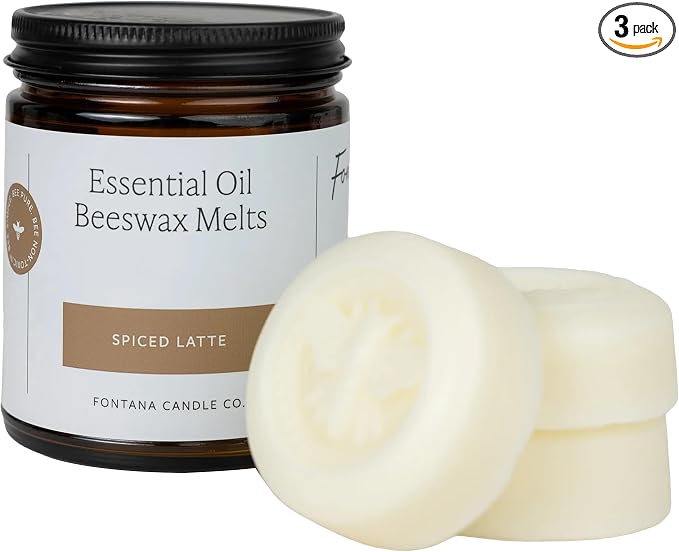 Fontana Candle Co. Non-Toxic Wax Melts, Spiced Latte – Flameless, Gentle-Scented Wax Melts Safe for Sensitive Users – Made with Beeswax, Coconut & Pure Essential Oils, 3 Pucks for Any Warmers