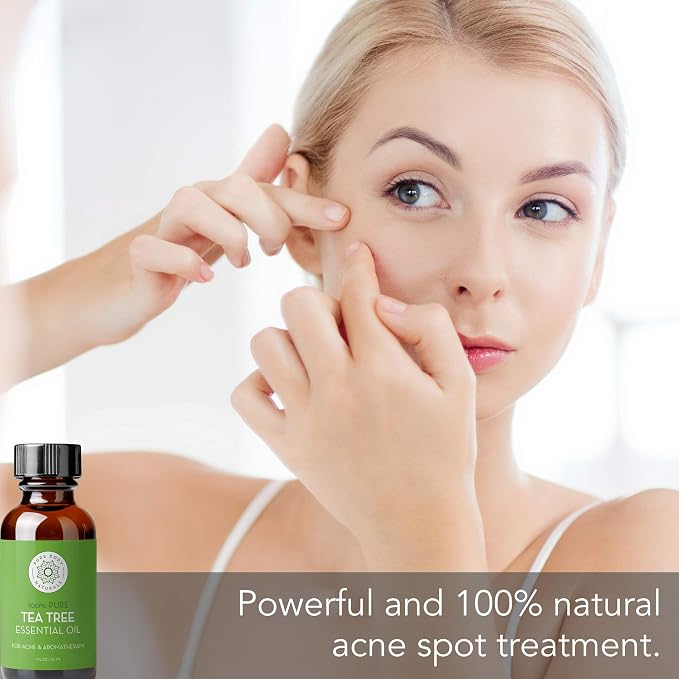 Tea Tree Essential Oil, 1 Fl Oz with Dropper - Undiluted Therapeutic Grade for Your Face, Skin, Hair and Diffuser - 100% Pure Melaleuca Oil for Acne, Toenails - by Pure Body Naturals